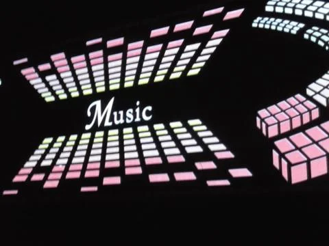 Glowing pixels in the form of equalize red, pink, yellow color with graphics Stock Photos