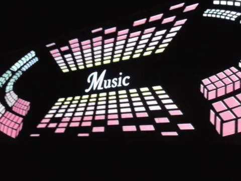 Glowing pixels in the form of equalize red, pink, yellow color with graphics 스톡 사진