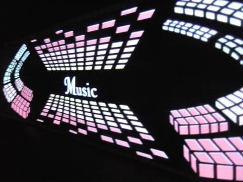 Glowing pixels in the form of equalize red, pink, yellow color with graphics Stock Photos