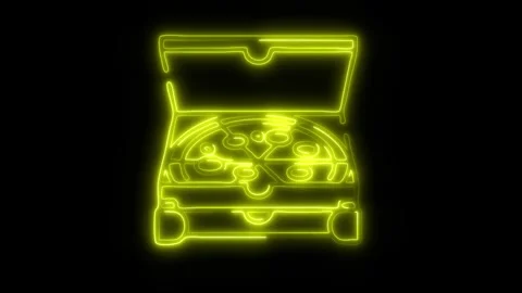 Glowing Pizza Delivery Icon in HD Video Neon Animation Stock-Footage 304555290