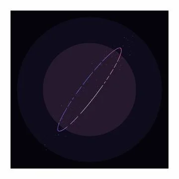 Glowing planet with orbital rings in deep space. Cosmic sphere surrounded b.. Stock Illustration
