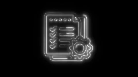 Glowing Planning Icon in HD Video Neon Animation Stock Footage 304555147