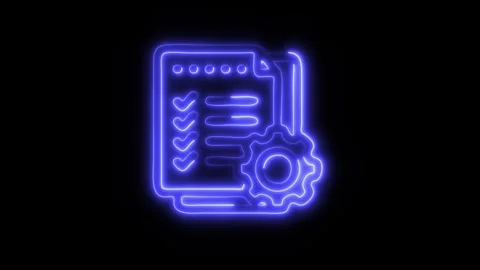Glowing Planning Icon in HD Video Neon Animation Видео 304555149