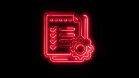 Glowing Planning Icon in HD Video Neon Animation 스톡 동영상 304555153