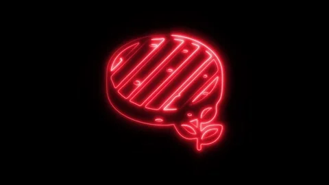 Glowing Plant-Based Burger Icon and Symbol in HD Video Neon Stock Footage 304558144