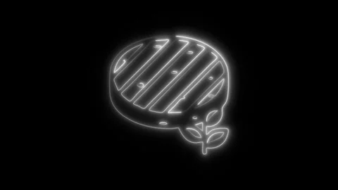 Glowing Plant-Based Burger Icon and Symbol in HD Video Neon Stock Footage 304558153