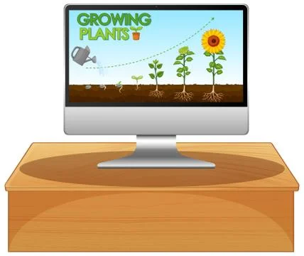 Glowing plants on computer screen Stock Illustration