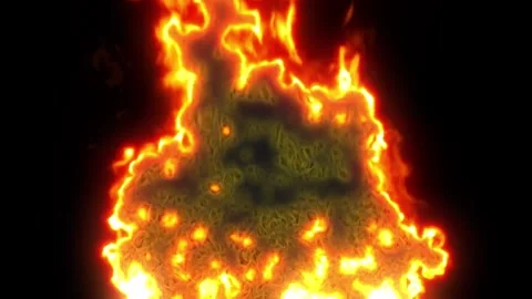 A glowing plasma with a burning fire-top against a black background. Stock Footage 240598763