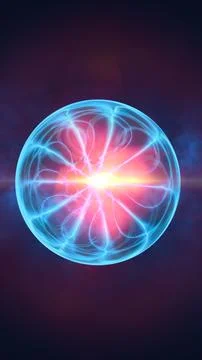 Glowing plasma sphere with radiant blue and pink energy swirling at the cen.. Stock Illustration