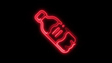 Glowing Plastic Bottle Icon and Symbol in HD Video Neon Stock Footage 304560930