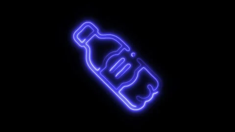 Glowing Plastic Bottle Icon and Symbol in HD Video Neon Stock Footage 304560934
