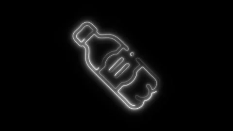 Glowing Plastic Bottle Icon and Symbol in HD Video Neon Stock Footage 304560936