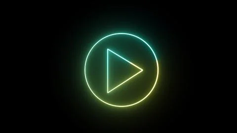 Glowing play button animated blinking icon with circle. Music wiggle play b.. Stock Illustration