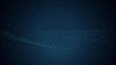 Glowing plexus grid nodes form a seamless loop of undulating wave motion Stock Footage 341274767