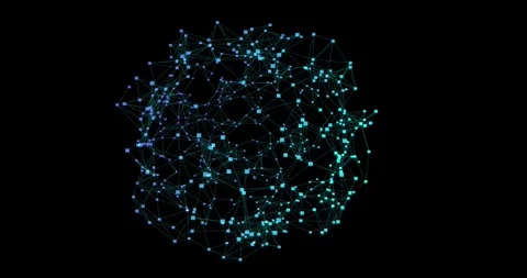 Glowing plexus loop abstract digital network with connected nodes and particle 動画素材 343507619