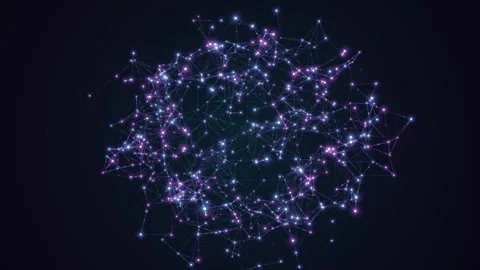 Glowing Plexus Network Animation with Purple and Blue Nodes 動画素材 343906105