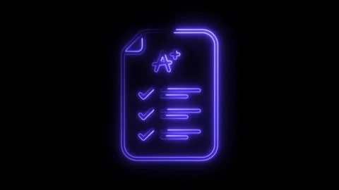 Glowing a plus exam paper report with checkmarks on a dark background 库存影片 314650293