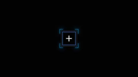 Glowing plus icon UI visual layered blue squares, bright white add symbol, Stock Footage 340479467
