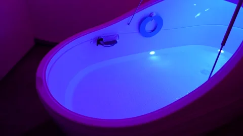 A Glowing Pod with Water Deep to Calm Your Mind Before You Fall to Sleep Stock Footage 334776465