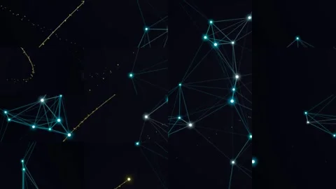 Glowing points and connecting lines abstract design on black Vídeo Stock 331644743