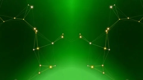 Glowing points and connecting lines on a green background Stock Footage 331644772