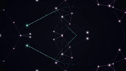 Glowing points and lines abstract design on a black background Stock Footage 331644837