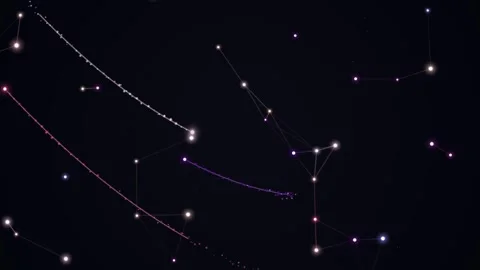 Glowing points and lines creating a cosmic constellation pattern 動画素材 331644868