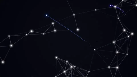 Glowing points and lines, data networks, abstract, dark background Stock Footage 331644890