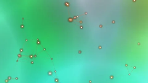 Glowing points and lines on turquoise to green gradient Stock Footage 331644936
