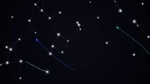 Glowing points and trails connected against a dark backdrop Stock Footage 331645007