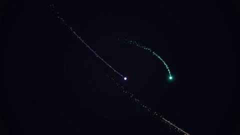 Glowing points and trails in a dark blue, smooth background 스톡 동영상 331645055