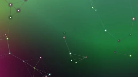 Glowing points connected by lines, layered over a green gradient Stock Footage 331645338