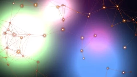 Glowing points interconnected in a colorful, abstract gradient Stock Footage 331645471