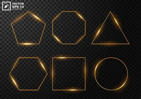 Glowing Polygon Sets, on A Transparent Background, Vector Illustration Stock Illustration