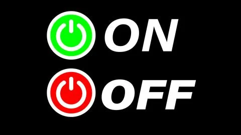 Glowing power on and off button. power switch icon logotype illustration ba.. Stock Illustration