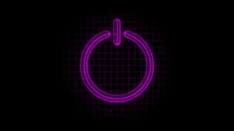 Glowing power button icon. Power button animation. off and on, symbol power.. Stock Footage 293485480