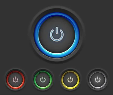 Glowing power buttons Stock Illustration