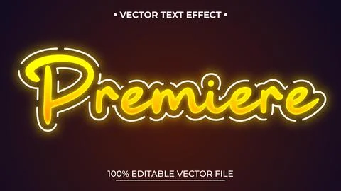 Glowing Premiere Text Effect with Neon Yellow and White Outline on Dark Bac.. Illustrazione stock