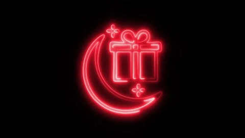 Glowing Present Icon and Symbol in HD Video Neon Stock Footage 304559614