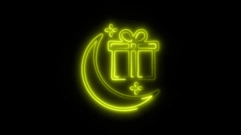 Glowing Present Icon and Symbol in HD Video Neon Stock Footage 304559618