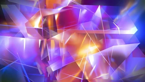 Glowing Prism Facets in Purple and Gold Abstract Crystal Background Stock Footage 332330657