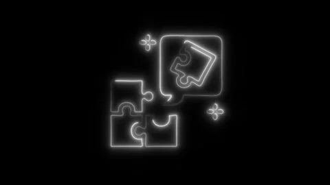Glowing Problem Solving Icon and Symbol in HD Video Neon Stock Footage 304558103