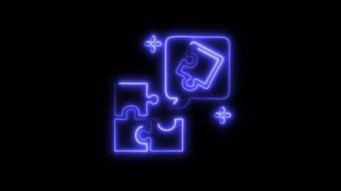 Glowing Problem Solving Icon and Symbol in HD Video Neon Stock Footage 304558105
