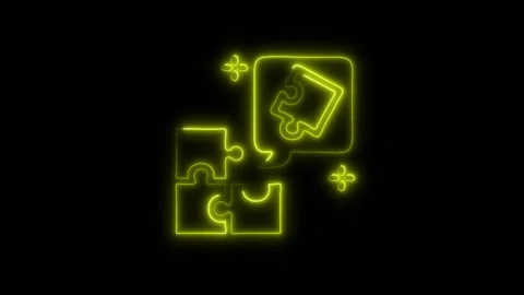 Glowing Problem Solving Icon and Symbol in HD Video Neon Stock Footage 304558108