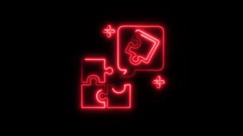 Glowing Problem Solving Icon and Symbol in HD Video Neon Stock Footage 304558110