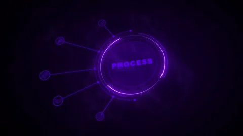 Glowing Process concept with thin line icons on abstract background. Process Inf Stock Footage 310040536