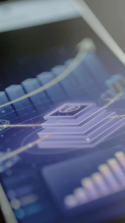 Glowing processor beneath ascending capacity curve Stock Footage 345490448