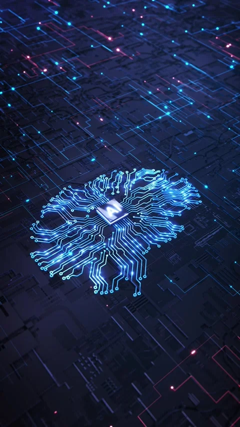 Glowing processor core connected lines digital motherboard creating advanced art 스톡 동영상 342782889