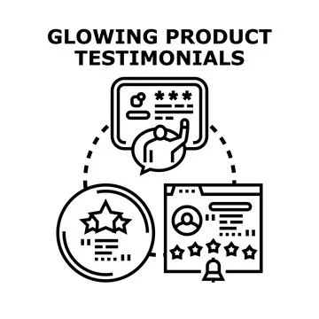 Glowing product testimonials concept developing business reputation イラスト素材
