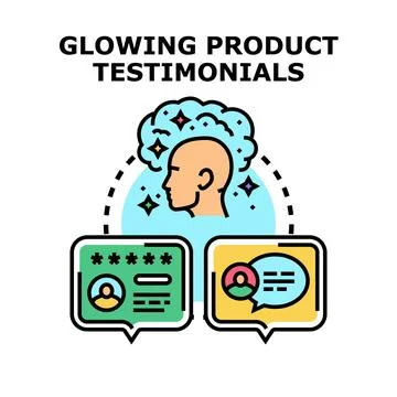 Glowing product testimonials creating positive customer feedback Stock Illustration